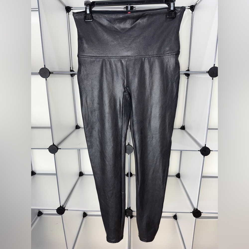 SPANX Women's Shaping Faux Leather Leggings Black Size XL - Picture 5 of 12